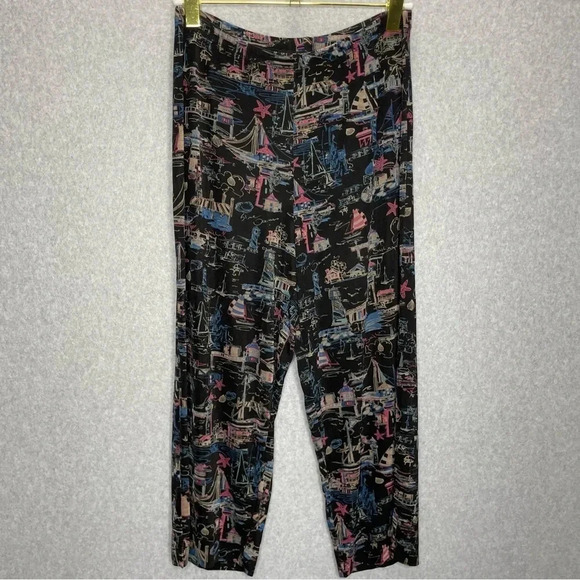 Chico’s Travelers Novelty Print Elastic Waist Pull On Straight Leg Slinky - Picture 1 of 5